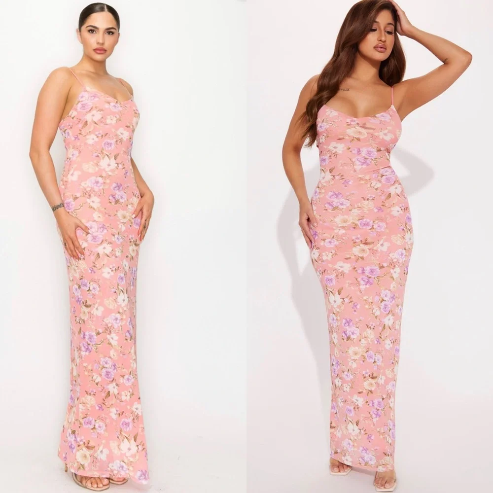 Pink floral print maxi dress - Picture 12 of 12